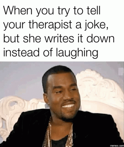 the person in front of a white background has a joke on it