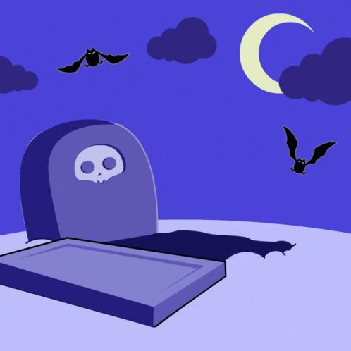 an image of a cartoon tombstone with a skull on it
