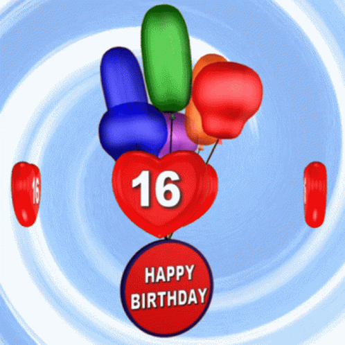 a round, red, white, blue and green happy birthday sign