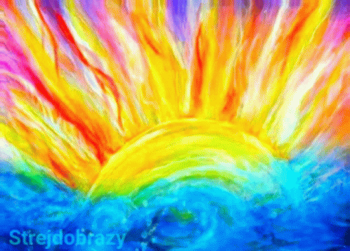 an artistic colorful painting with lots of different colors