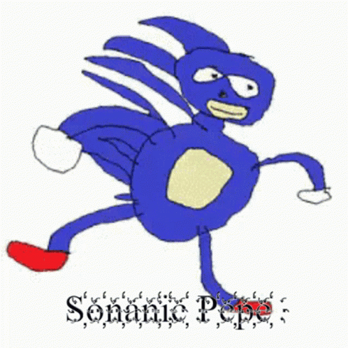 a drawing of a red monster running with the caption sonic pop