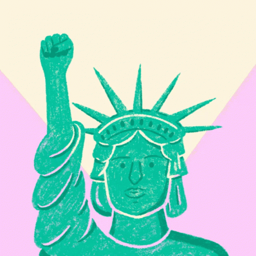 drawing of lady liberty standing with the hand raised