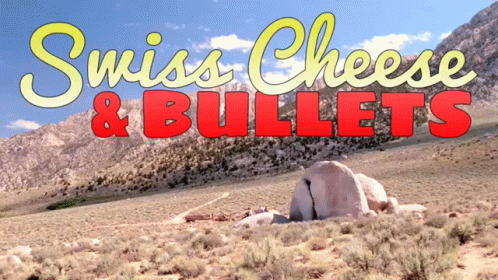 an advertit featuring the words swiss cheese and bulletts
