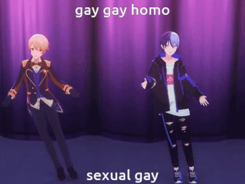 two anime males and one girl with gay homo