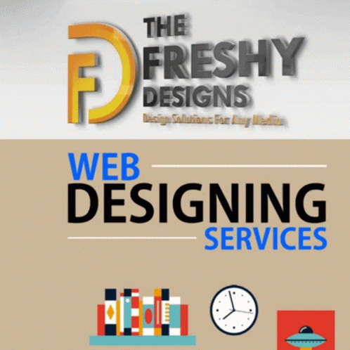 a web designing service with a clock on top of it