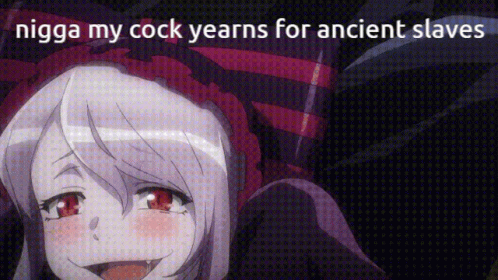 an anime girl with blonde hair, blue eyes and dark purple eyes is saying ninja my cock years for ancient es
