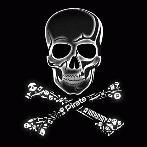 a skull and cross bones on a black background