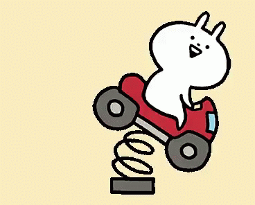 a cartoon rabbit riding on top of a car
