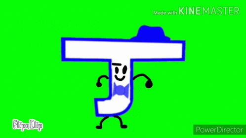 a cartoon character with arms and legs is holding up the letter e in front of a green background