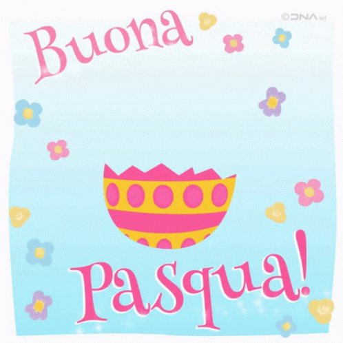 the sign that says buona pasqua is next to a yellow flower