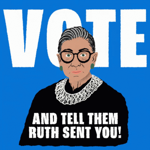 the illustration of ruth sanders who has drawn a voting message