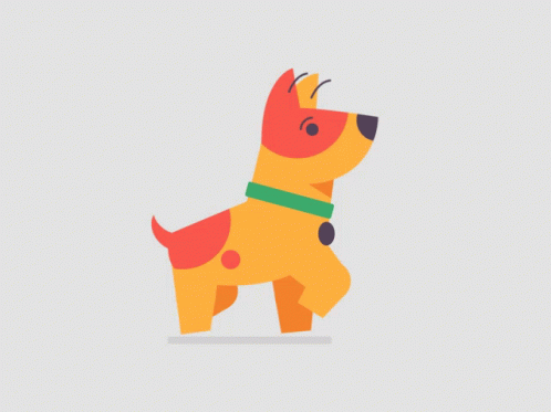 a cartoon dog is wearing a collar and staring off to the side