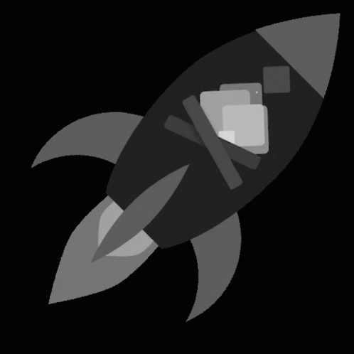 a black and white space rocket taking off