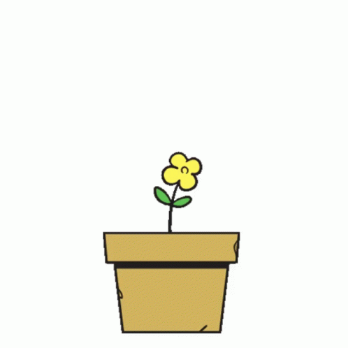 a drawing of a small blue flower in a pot