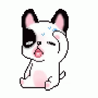 pixel art with white dog in purple