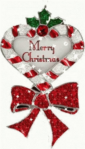 christmas decorations with bow and text