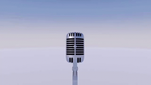 a microphone against a light, pastel background with the reflection of its center and sound level