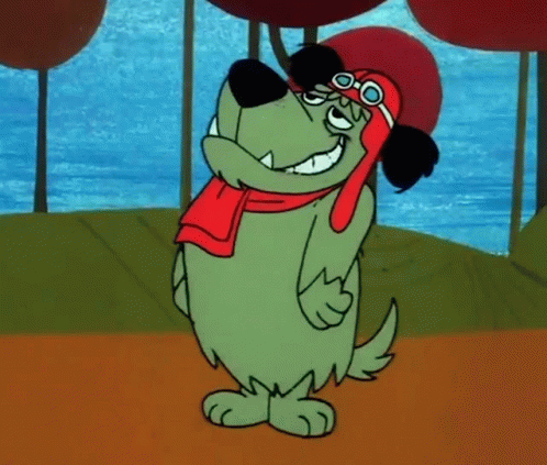 an animated dog in glasses and a scarf