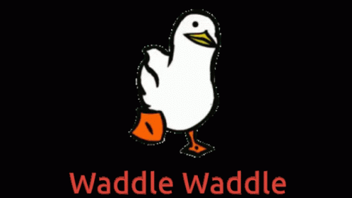 a cute little white bird standing next to the words waddle