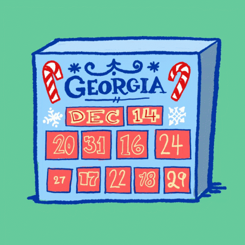 a drawing of a christmas themed calendar with the year painted on it