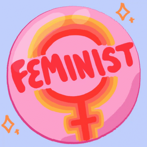 a microphone with the word feminist on it