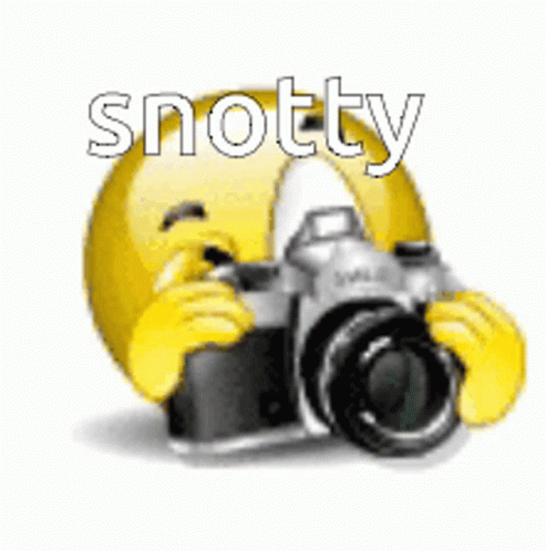 a camera with a smiley face holding it to its face