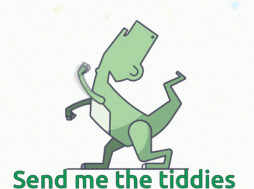 a logo for a game called send me the tidies