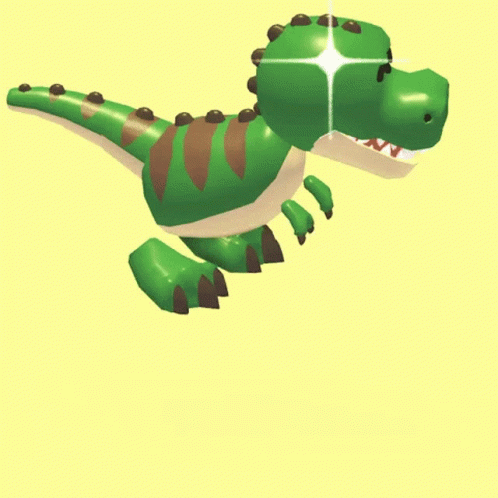 a green and blue toy dinosaur floating in the air