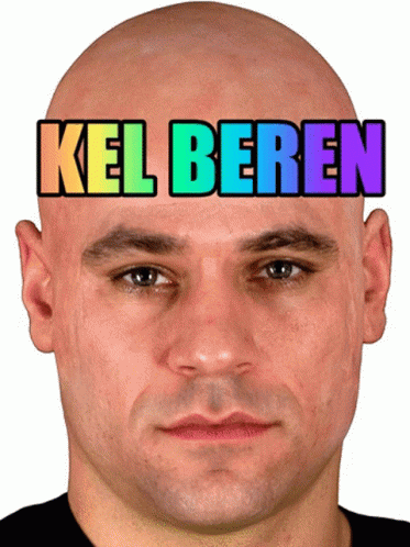 a man with a blue face has the word kel beren over his head