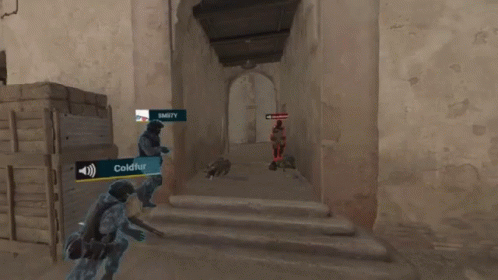 an animated video game, with some soldiers in a tunnel