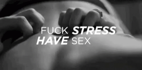 the image has a text that says  stress have sex
