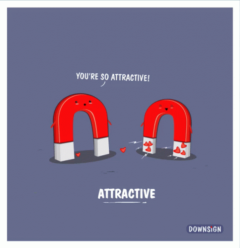 cartoon showing two blue arches with text you're so attractive