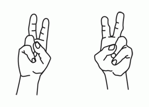 hand gestures made using two fingers, one of which has a second sign