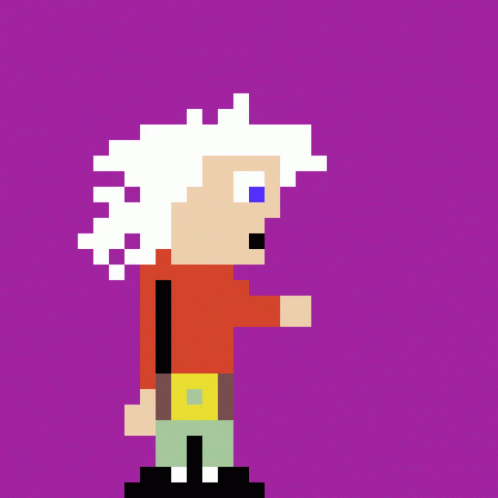 pixelated artwork of a man with white hair