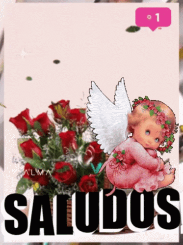 a card has an image of an angel and flowers