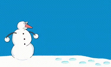 a cartoon of a snowman with one leg bent on the floor