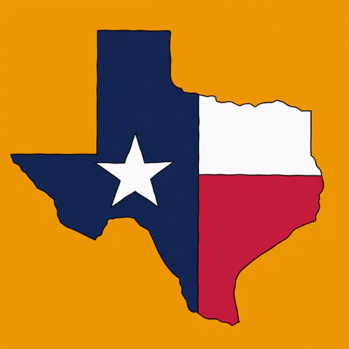 the texas state map and its flag is blue and brown