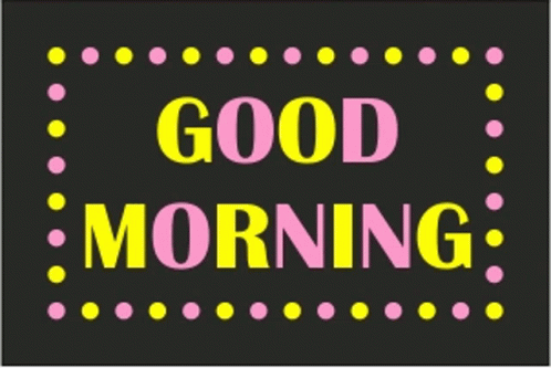 a neon blue and purple text that says good morning