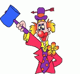 a drawing of a clown holding an orange umbrella