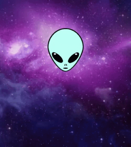 the image of an alien is painted purple