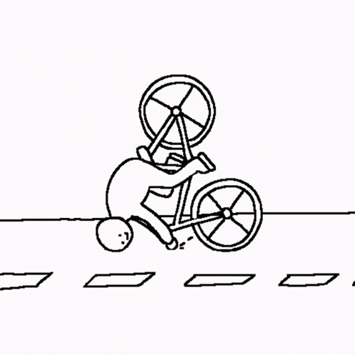 a single line drawing of a person riding a bicycle