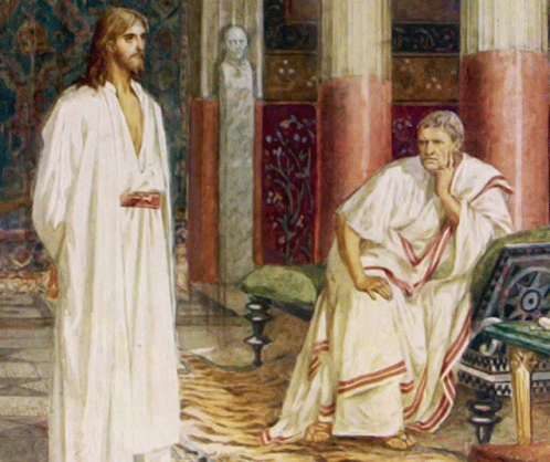 jesus and john in an old style of art