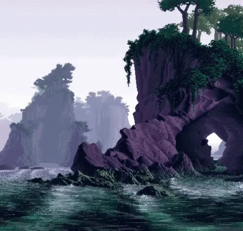 some rocks and water in a 3d environment