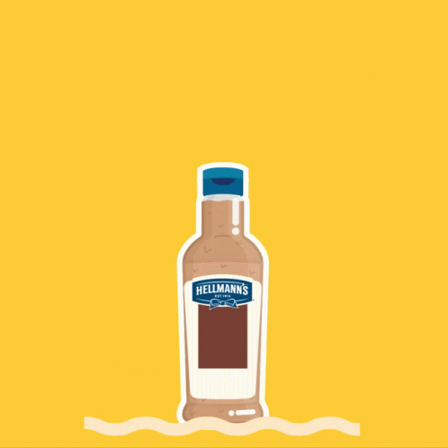 a bottle of hellman's water on a blue background