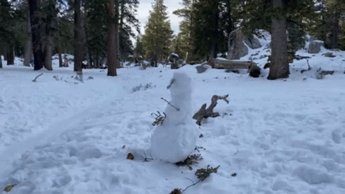 a snow man is sitting in the snow