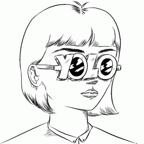 a drawing of a person with glasses on and one eye in the center of it