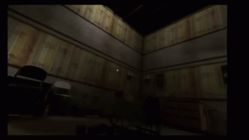 a creepy room with light pouring in from the ceiling