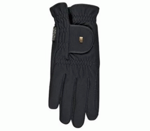 black glove with a large white tag on the right side