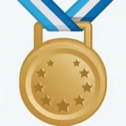 a blue medal with stars on it