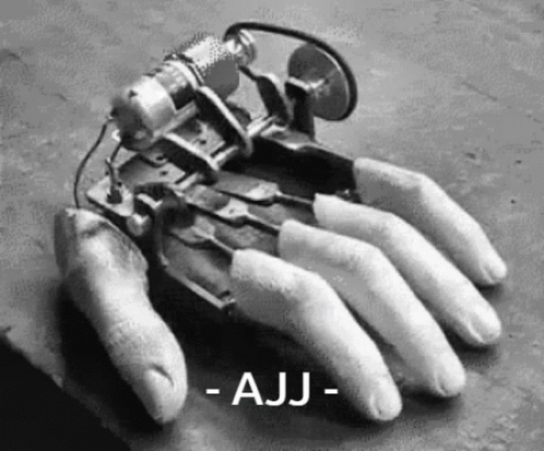 a hand with a microphone connected to a pair of arms
